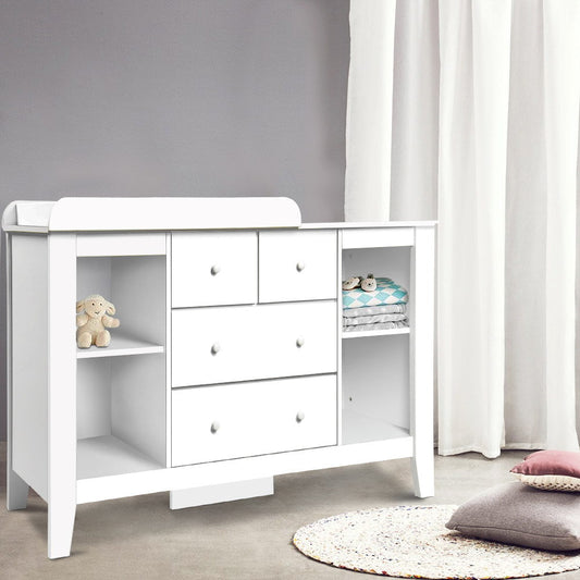 Keezi Baby Changing Table Diaper Station Drawers Chest Cabinet Nursery Furniture-0